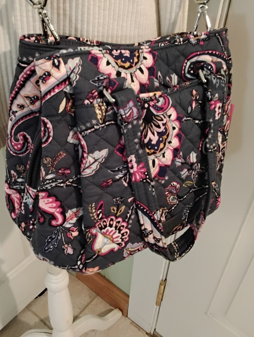 4082 Medium Vera Bradley Quilted Floral Satchel Bag - Gray Pink
